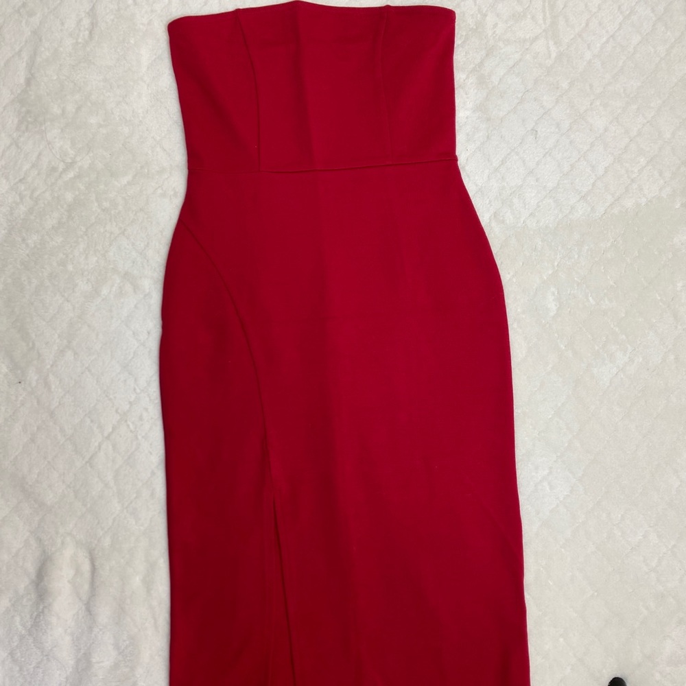 Strapless red dress